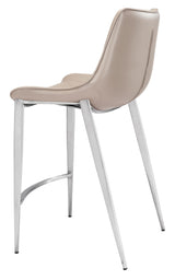 ZUO Magnus Counter Stool (Set of 2) Brown & Silver