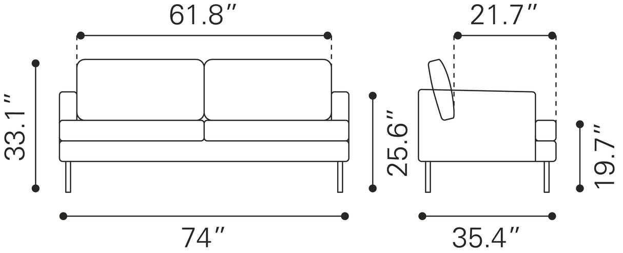ZUO Decade Sofa Brown
