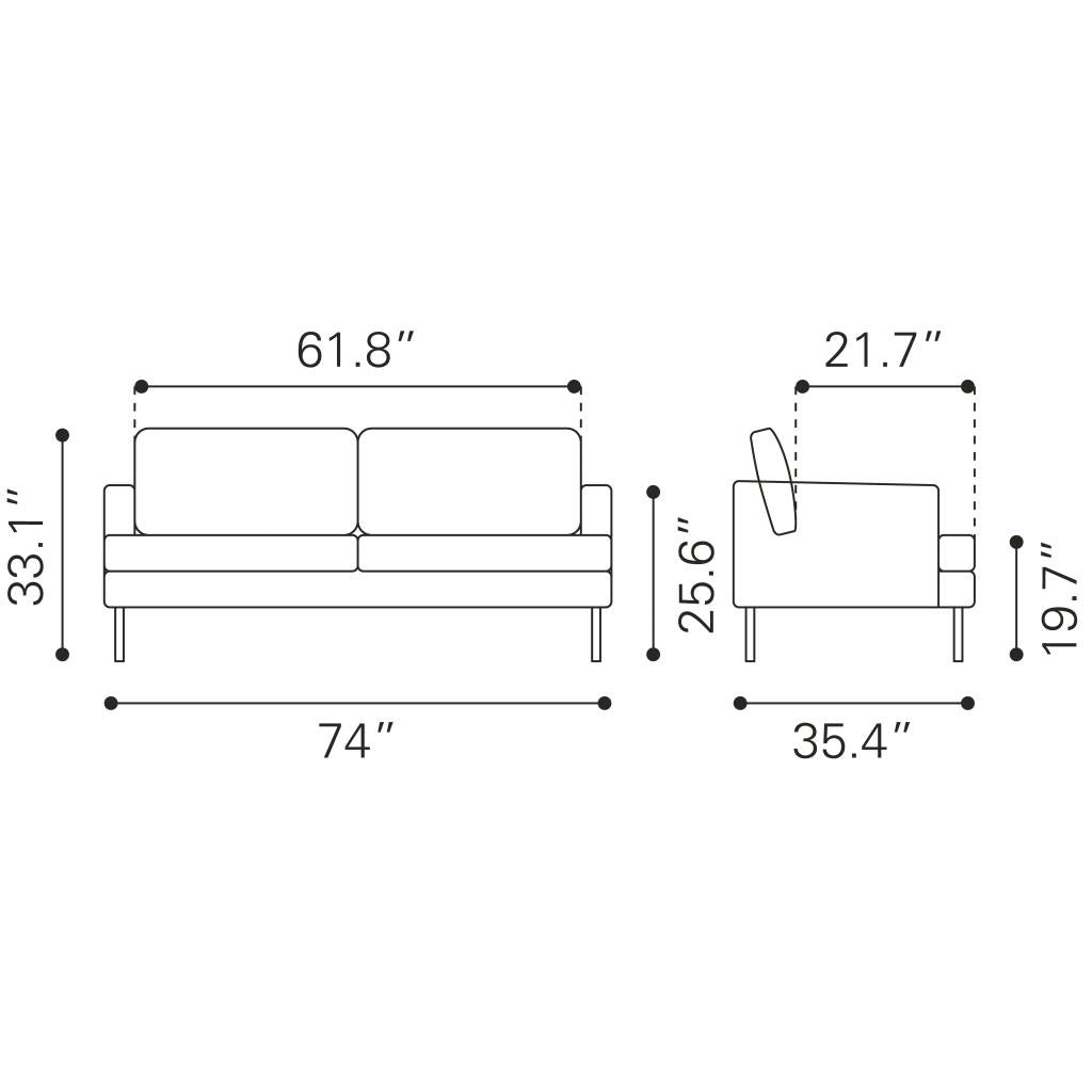 ZUO Decade Sofa Vintage Gray