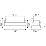 ZUO Decade Sofa Vintage Gray