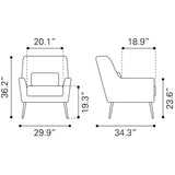 ZUO Ontario Accent Chair Vintage Brown