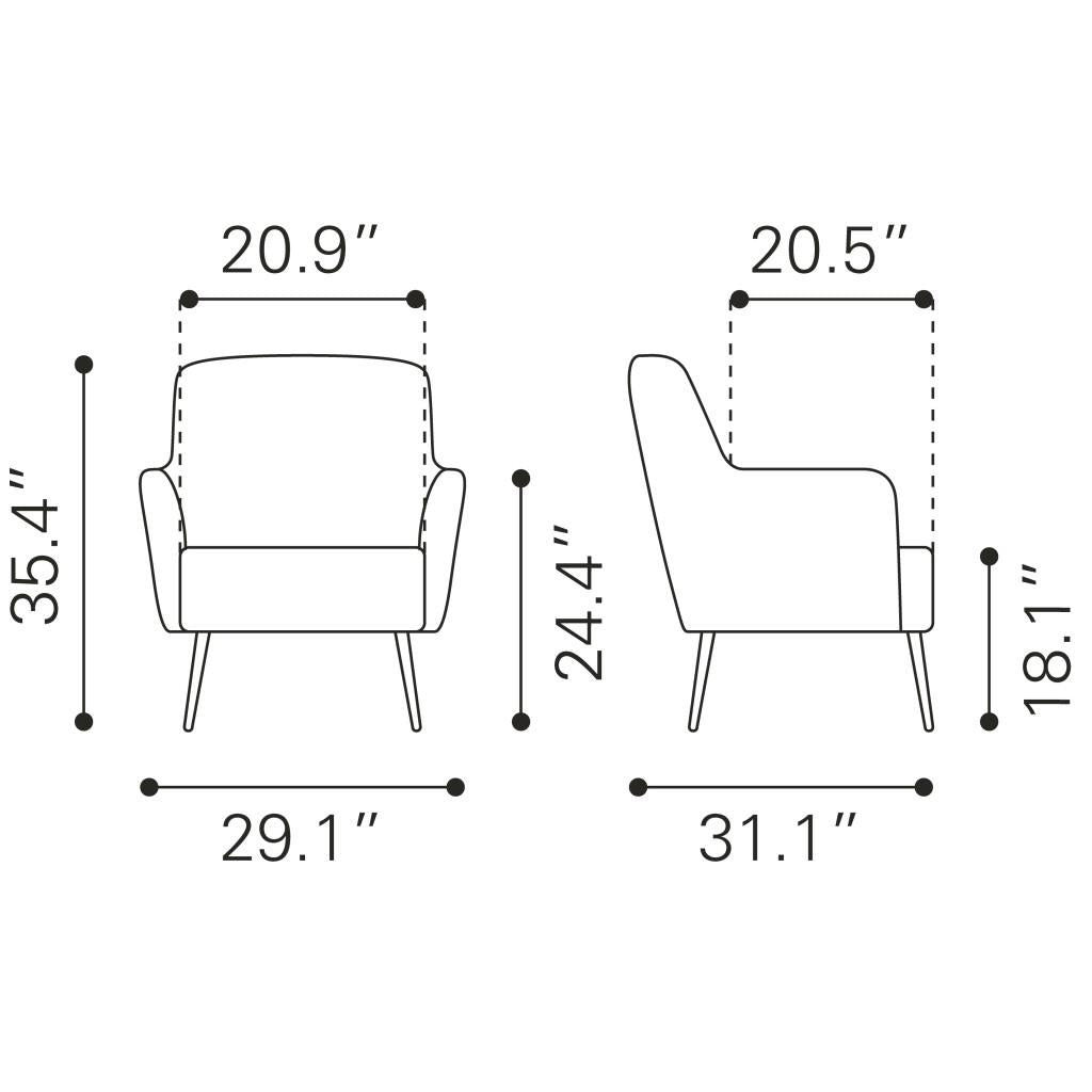 ZUO Tasmania Accent Chair Vintage Black