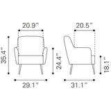 ZUO Tasmania Accent Chair Vintage Black