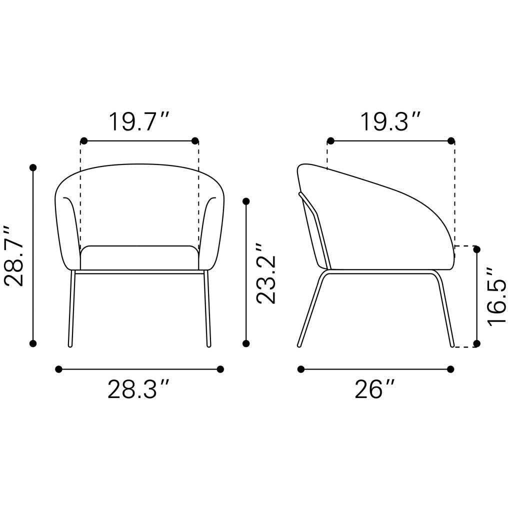 ZUO Quinten Accent Chair Vintage Gray