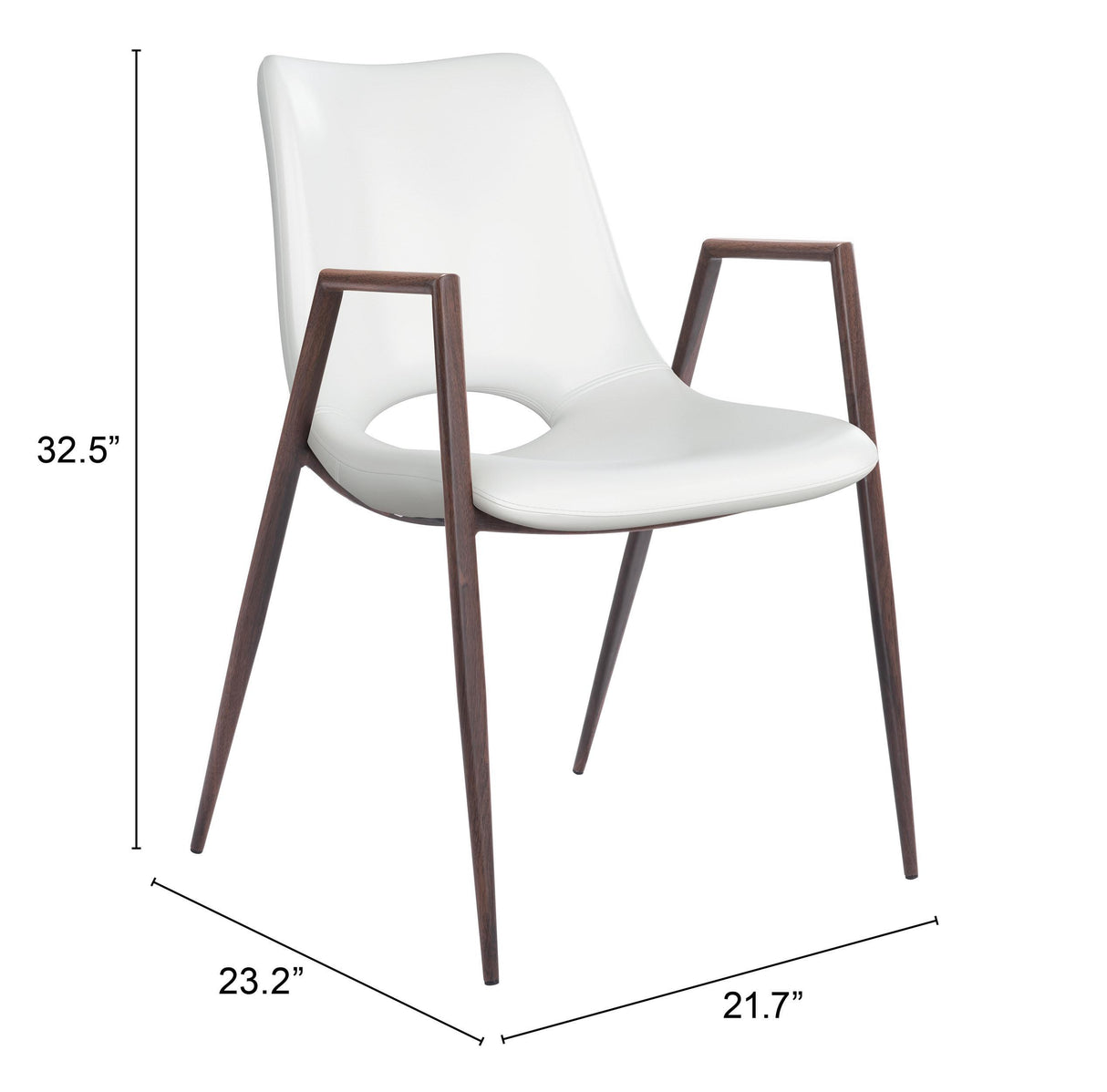 ZUO Desi Dining Chair (Set of 2) White & Walnut