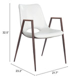 ZUO Desi Dining Chair (Set of 2) White & Walnut