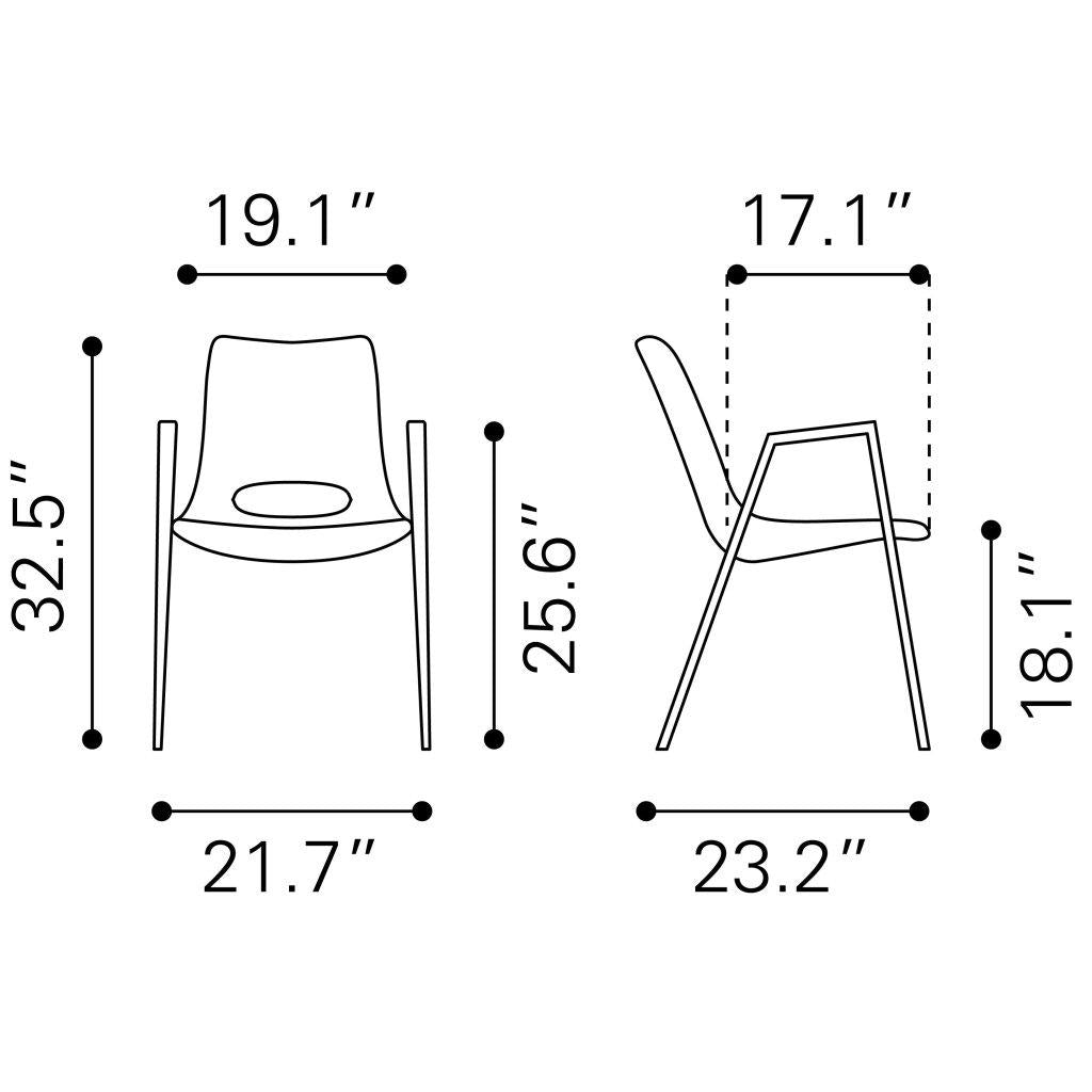 ZUO Desi Dining Chair (Set of 2) White & Walnut