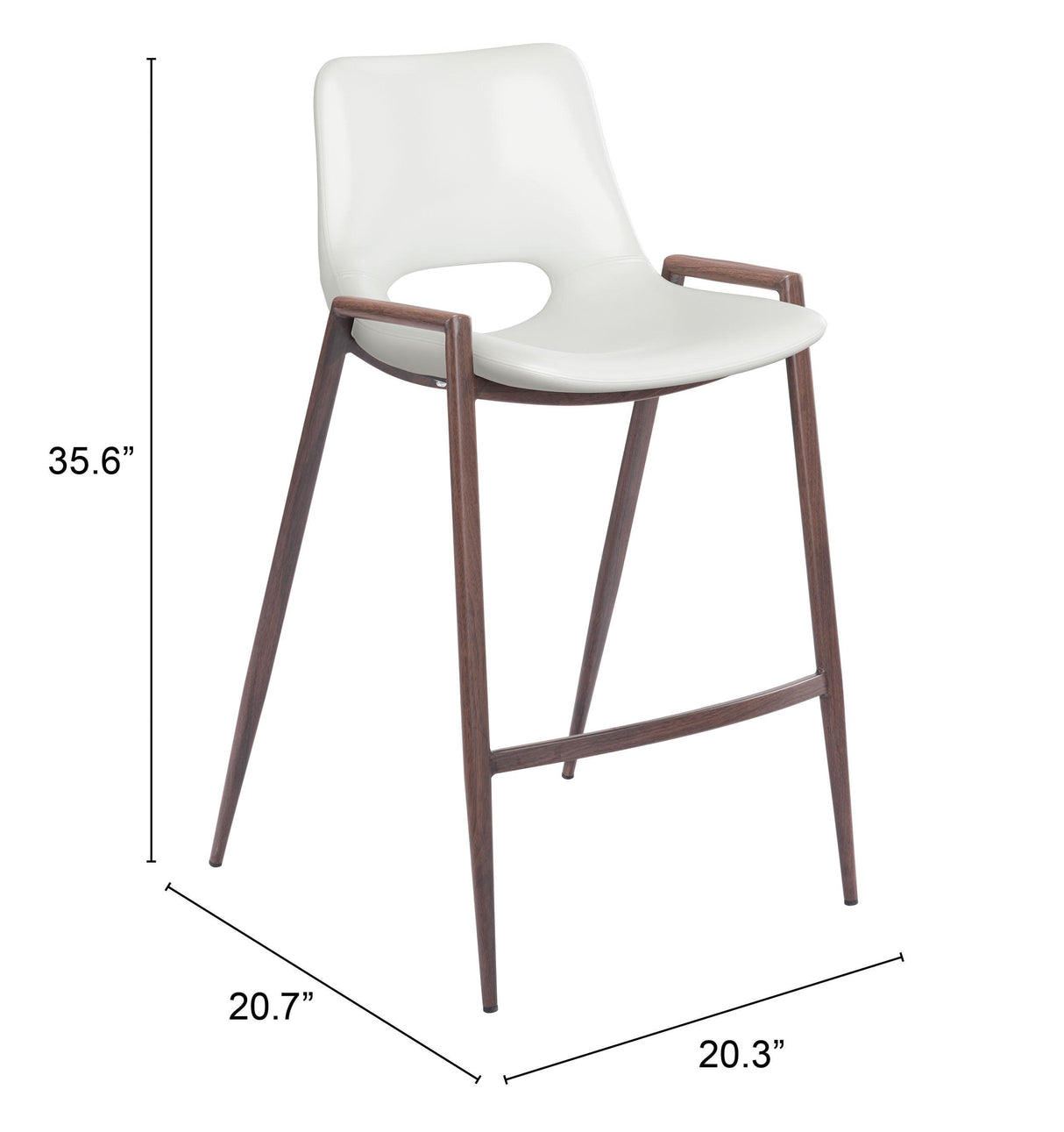 ZUO Desi Counter Stool (Set of 2) White & Walnut