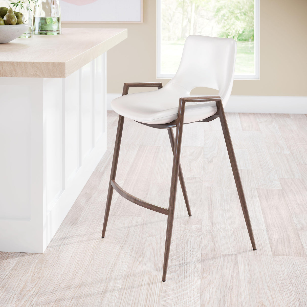 ZUO Desi Counter Stool (Set of 2) White & Walnut