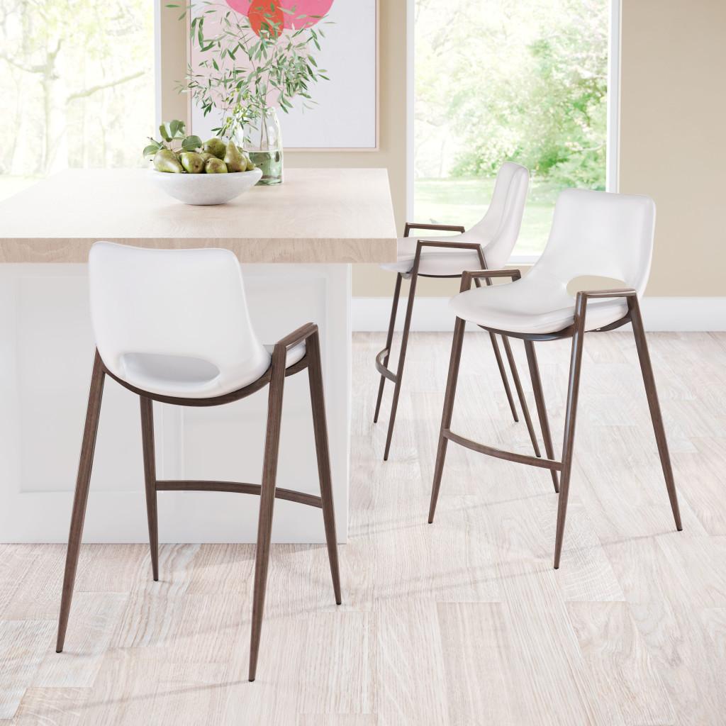 ZUO Desi Counter Stool (Set of 2) White & Walnut