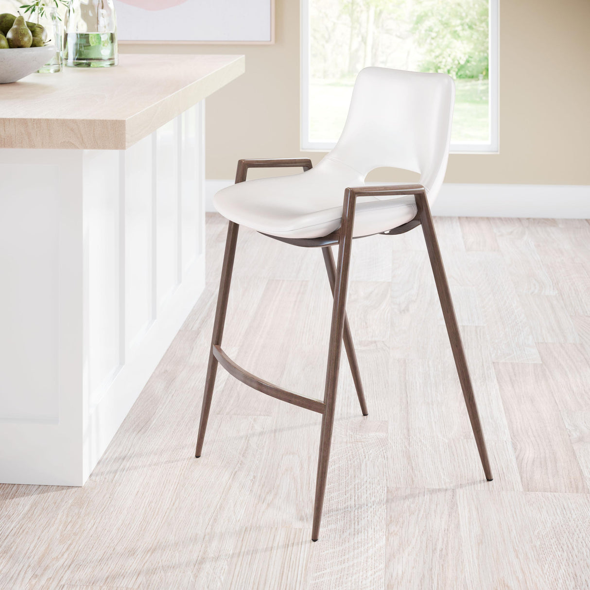 ZUO Desi Counter Stool (Set of 2) White & Walnut