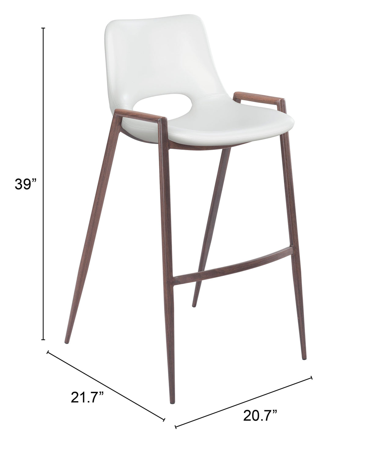 ZUO Desi Barstool (Set of 2) White & Walnut