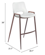 ZUO Desi Barstool (Set of 2) White & Walnut