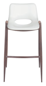 ZUO Desi Barstool (Set of 2) White & Walnut