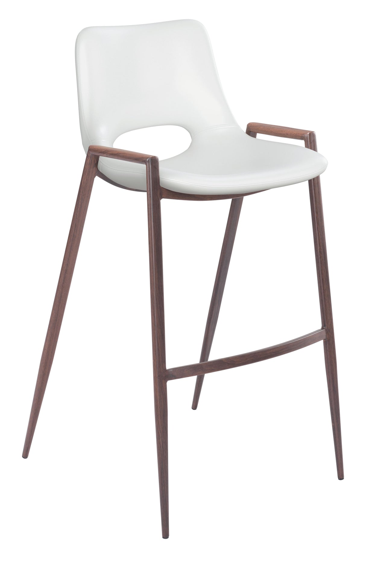 ZUO Desi Barstool (Set of 2) White & Walnut