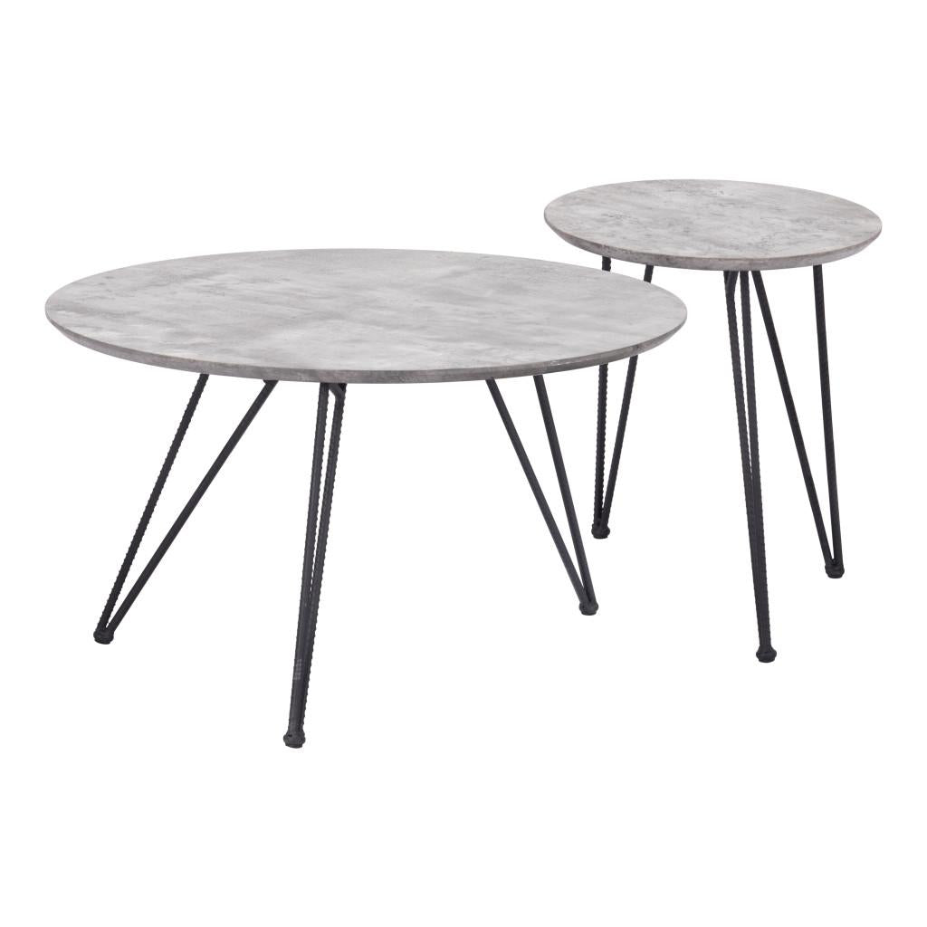 ZUO Kerris Coffee Table Set (2-Piece) Gray & Black
