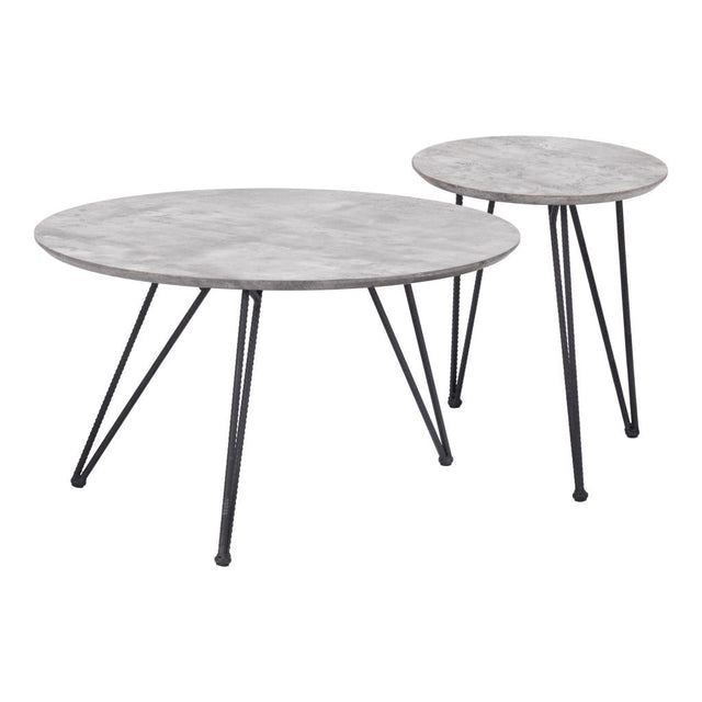 ZUO Kerris Coffee Table Set (2-Piece) Gray & Black