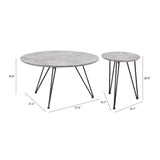 ZUO Kerris Coffee Table Set (2-Piece) Gray & Black