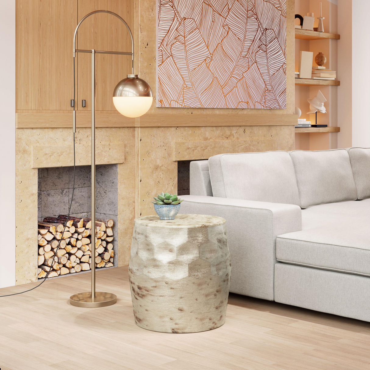 ZUO Pam Side Table Antique Beige