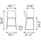 ZUO Smart Counter Stool (Set of 2) Vintage Espresso