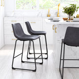 ZUO Smart Counter Stool (Set of 2) Charcoal