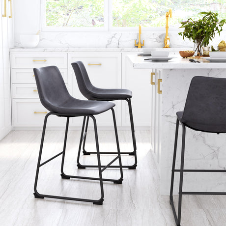 ZUO Smart Counter Stool (Set of 2) Charcoal