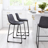 ZUO Smart Counter Stool (Set of 2) Charcoal
