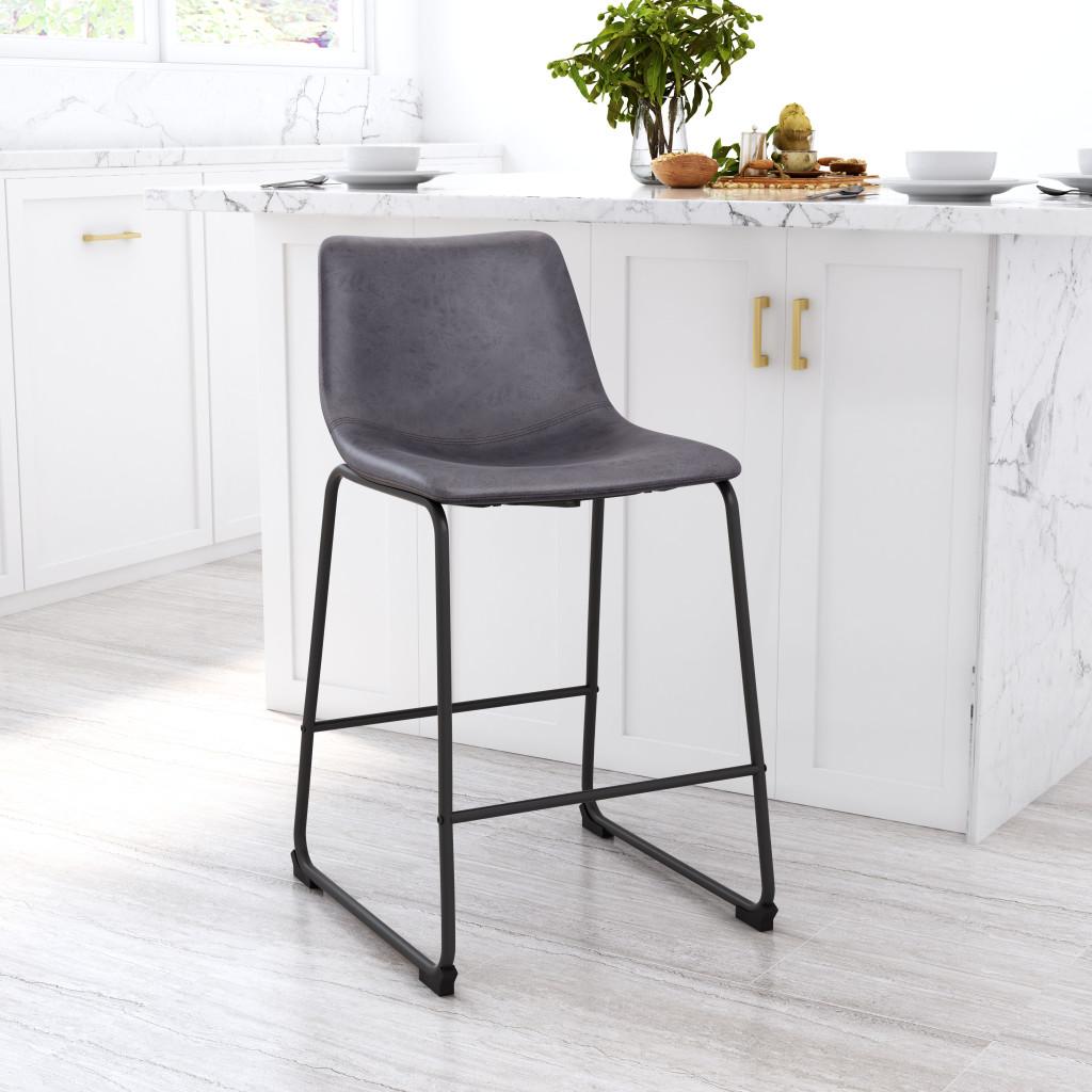 ZUO Smart Counter Stool (Set of 2) Charcoal