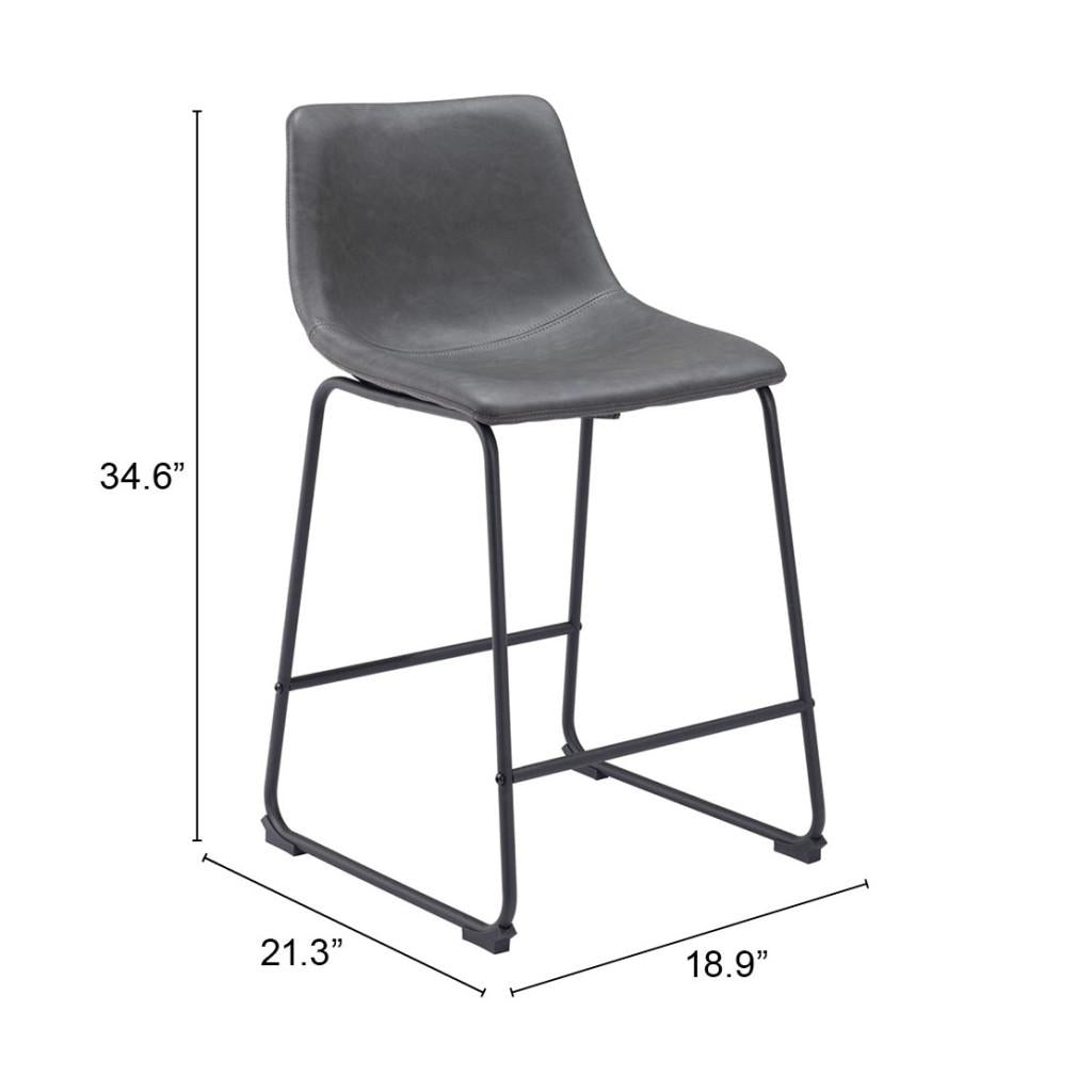 ZUO Smart Counter Stool (Set of 2) Charcoal