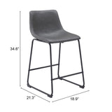 ZUO Smart Counter Stool (Set of 2) Charcoal