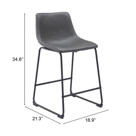 ZUO Smart Counter Stool (Set of 2) Charcoal