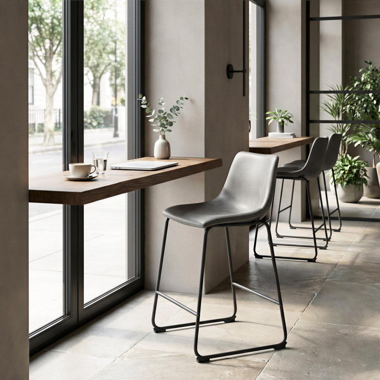 ZUO Smart Counter Stool (Set of 2) Charcoal