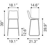 ZUO Smart Barstool (Set of 2) Vintage Espresso