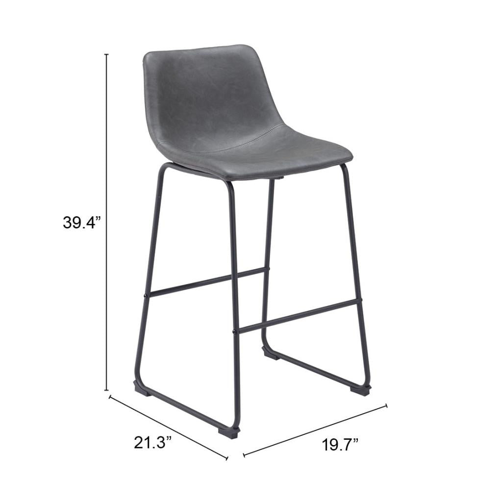 ZUO Smart Barstool (Set of 2) Charcoal