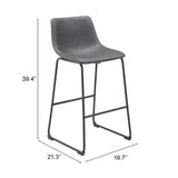 ZUO Smart Barstool (Set of 2) Charcoal