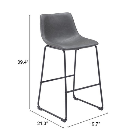 ZUO Smart Barstool (Set of 2) Charcoal