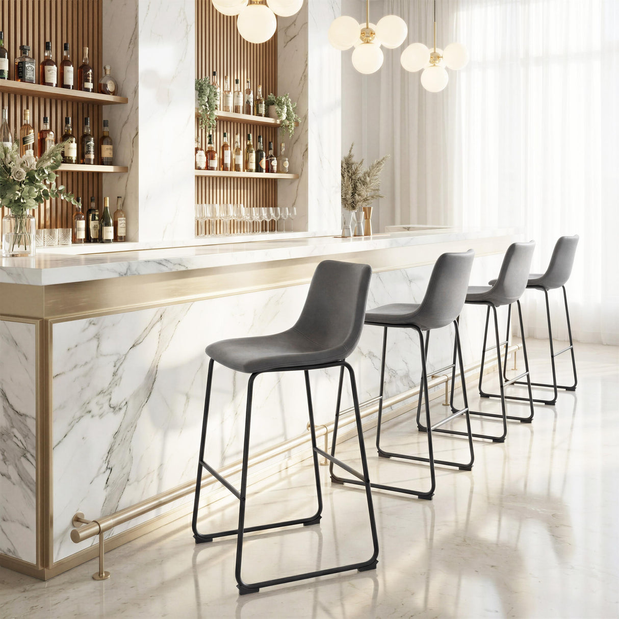 ZUO Smart Barstool (Set of 2) Charcoal