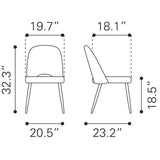 ZUO Teddy Dining Chair (Set of 2) Gray