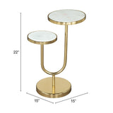 ZUO Marc Side Table White & Gold