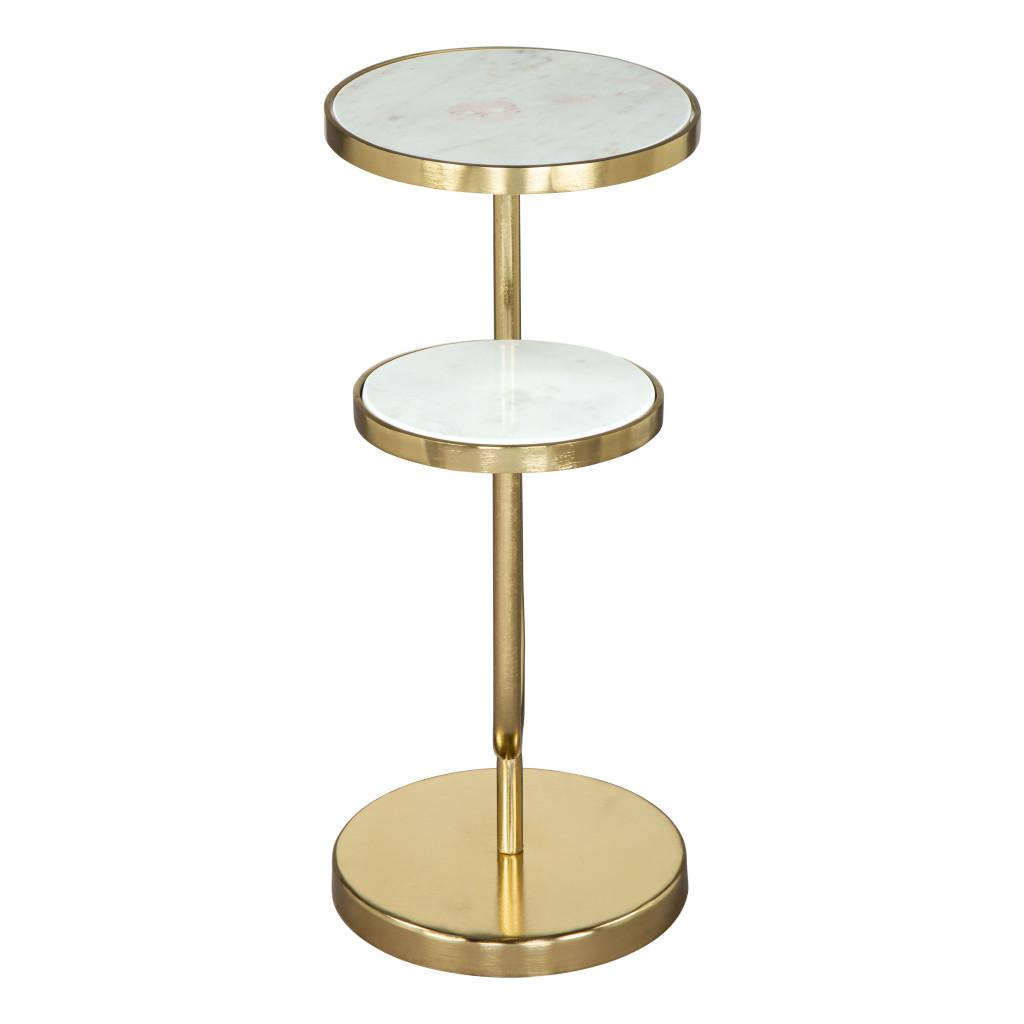 ZUO Marc Side Table White & Gold