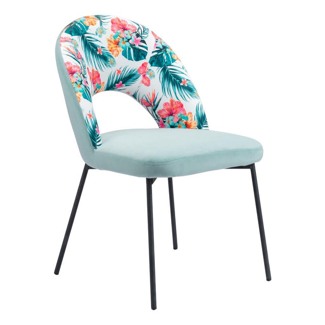 ZUO Bethpage Dining Chair (Set of 2) Multicolor Print & Green