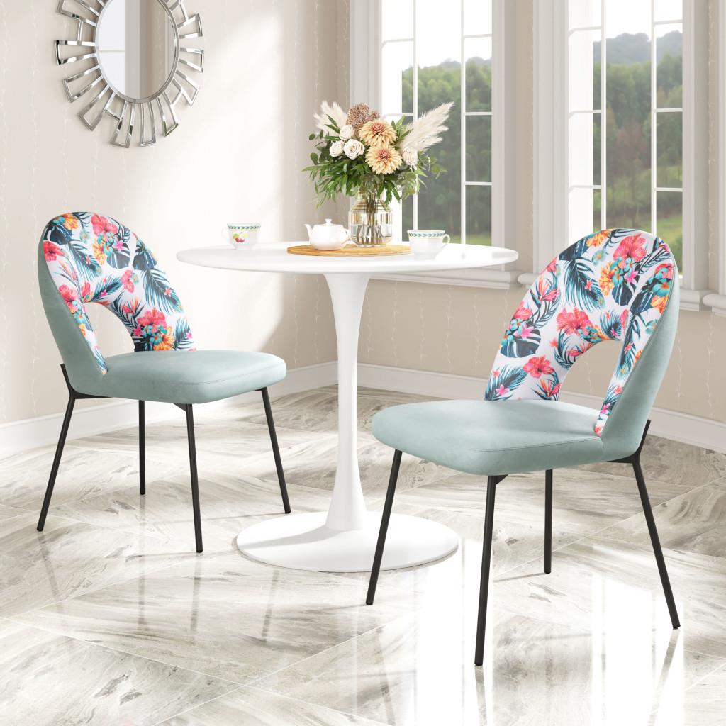 ZUO Bethpage Dining Chair (Set of 2) Multicolor Print & Green