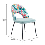 ZUO Bethpage Dining Chair (Set of 2) Multicolor Print & Green