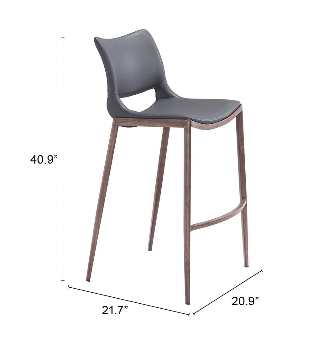 ZUO Ace Barstool (Set of 2) Dark Gray & Walnut