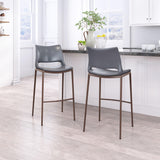 ZUO Ace Barstool (Set of 2) Dark Gray & Walnut