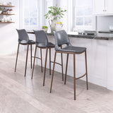 ZUO Ace Barstool (Set of 2) Dark Gray & Walnut