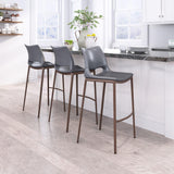 ZUO Ace Barstool (Set of 2) Dark Gray & Walnut