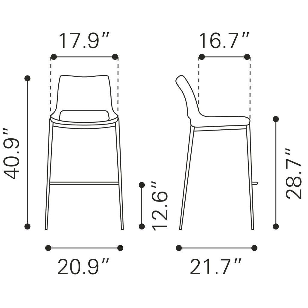 ZUO Ace Barstool (Set of 2) Dark Gray & Walnut