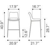 ZUO Ace Barstool (Set of 2) Dark Gray & Walnut