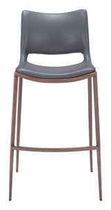 ZUO Ace Barstool (Set of 2) Dark Gray & Walnut